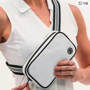 Sleek White Belt Bag with Black Trim